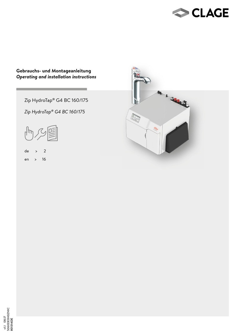 clage Zip HydroTap G4 BC 160/175 Operating and installation instructions