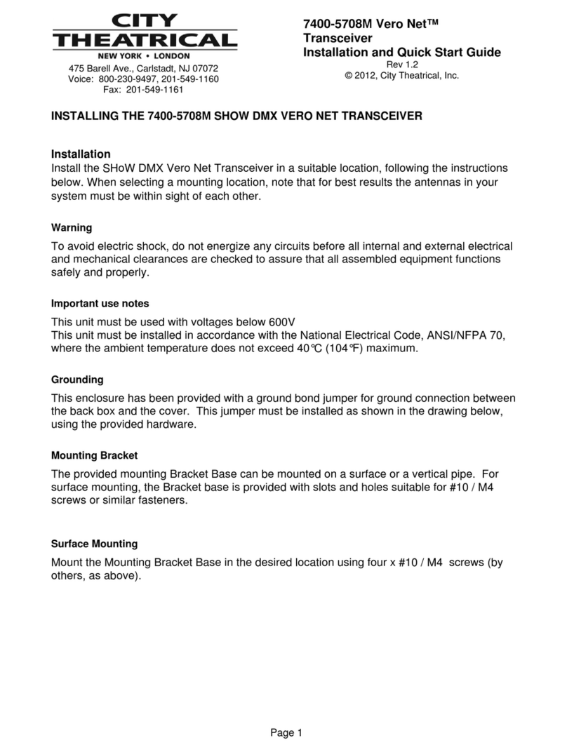 City Theatrical Vero Net 7400-5708M Installation and quick start guide
