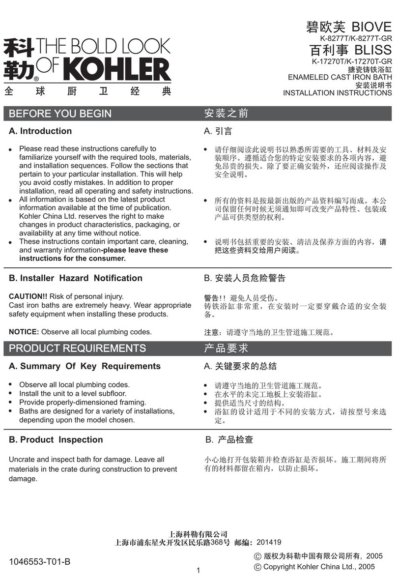 Kohler BIOVE K-8277T-GR User manual