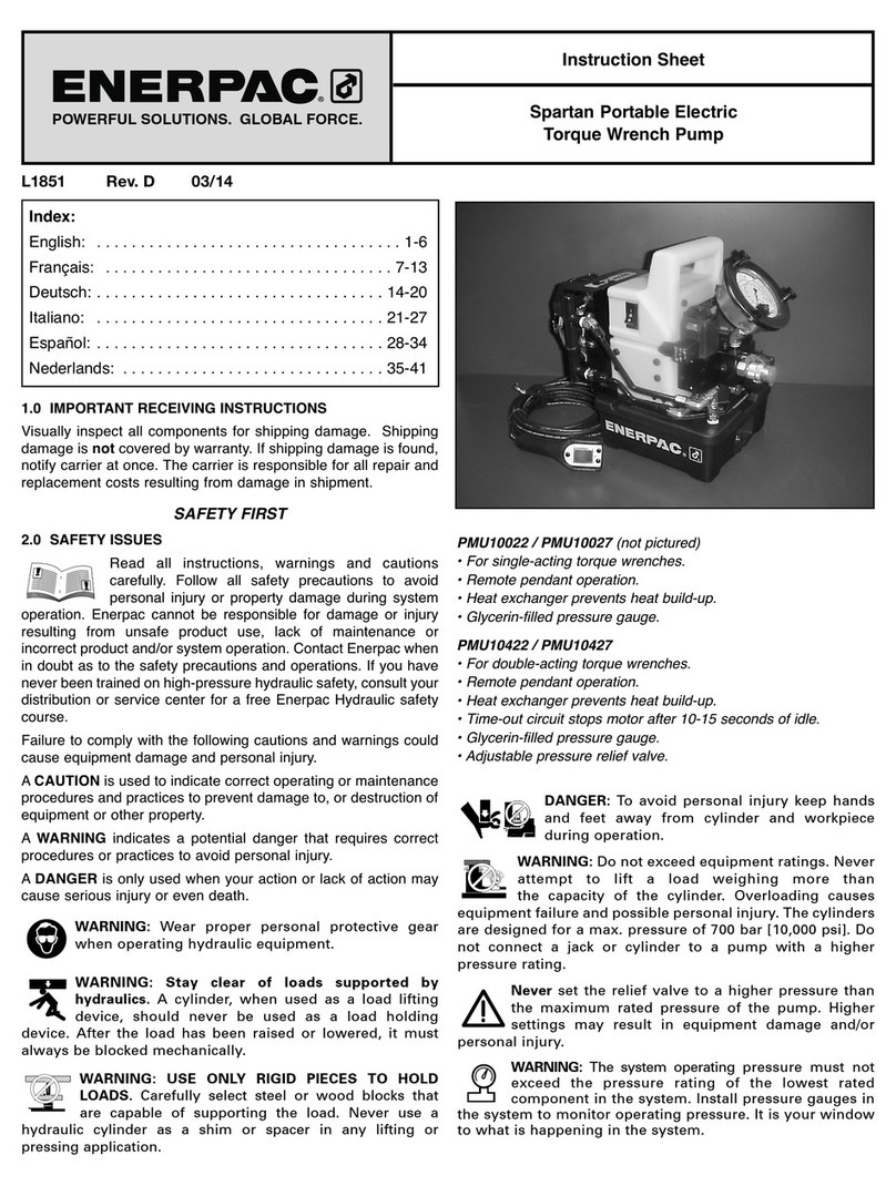 Enerpac Spartan PMU10022 instruction sheet