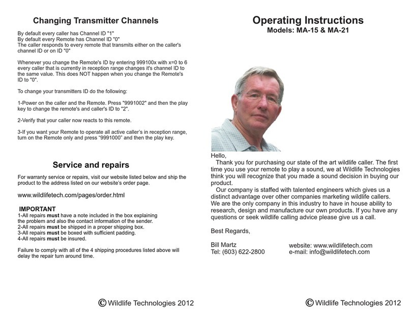 WILDLIFE MA-15 User manual