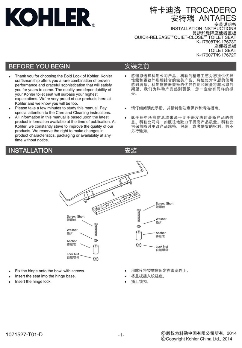 Kohler QUICK-RELEASE QUIET-CLOSE K-17608T User manual Kohler QUICK-RELEASE QUIET-CLOSE K-17608T User manual