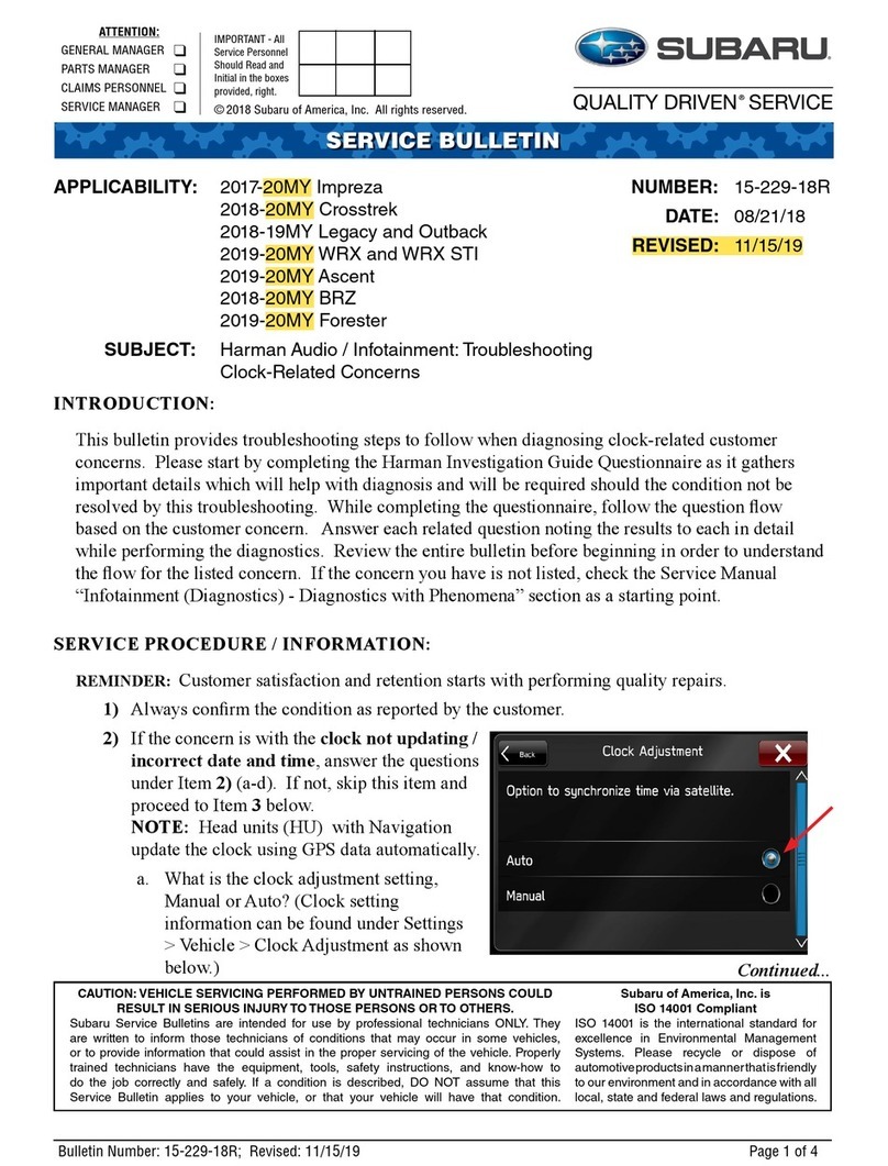 Subaru impreza 2017 Service bulletin
