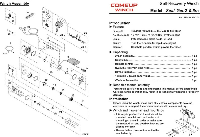 Come.up Winch Seal Gen2 9.5rs manual