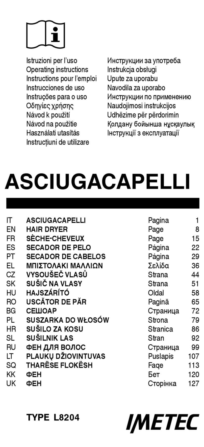 Imetec L8204 operating instructions