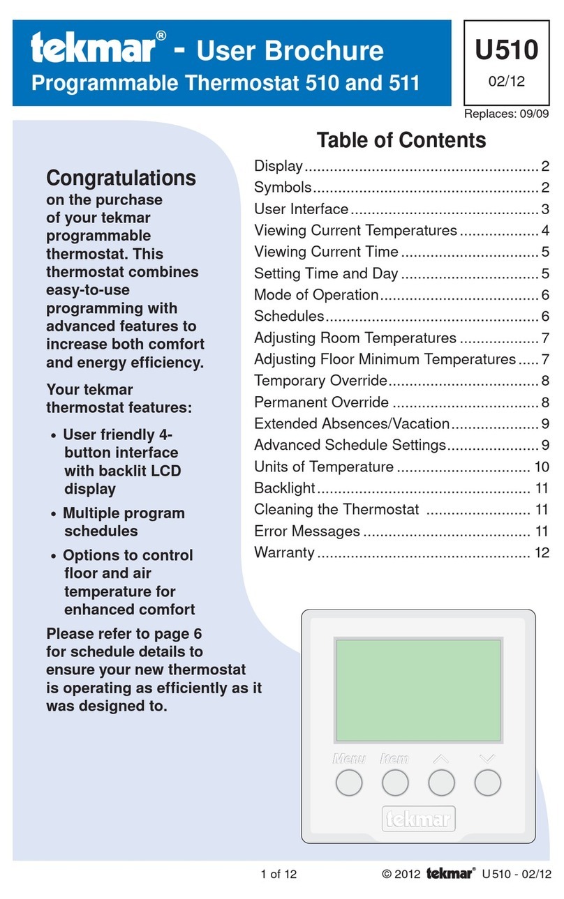 Tekmar 511 User brochure