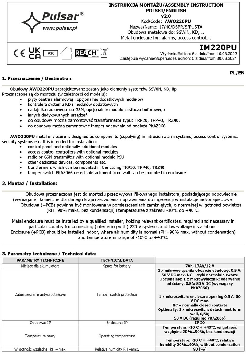 Pulsar 17/40/DSPR/S/PUSTA User manual