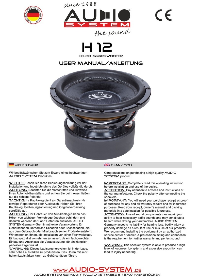 Audiosystem HELON H 12 Series User manual