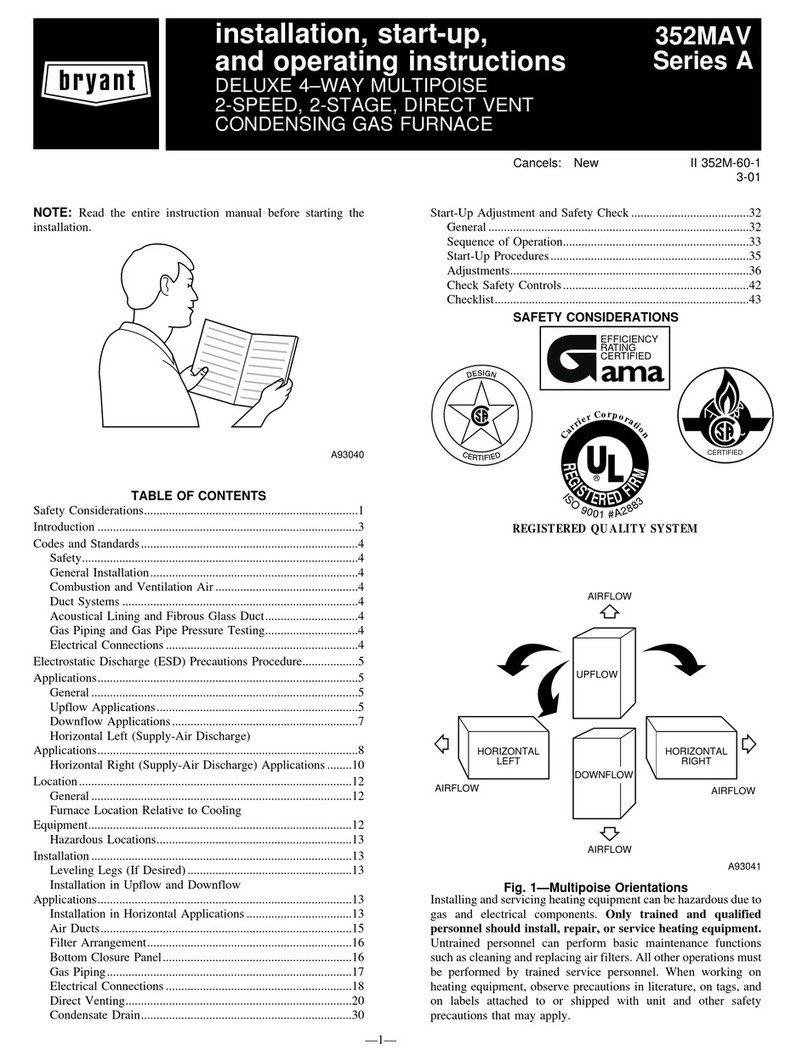 Bryant 352MAV A Series Installation, start-up, and operating instructions Bryant 352MAV A Series Installation, start-up, and operating instructions