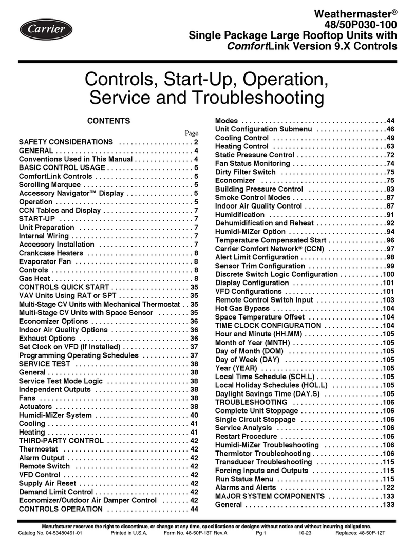 Carrier Weathermaster 48P030-100 Controls, start-up, operation, service, and troubleshooting