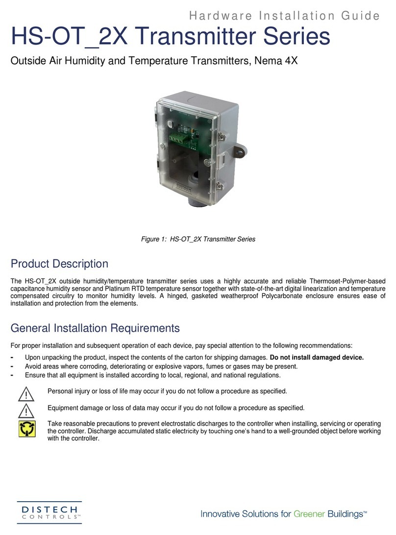 Distech Controls HS-OT 2X Series Commissioning and hardware installation manual