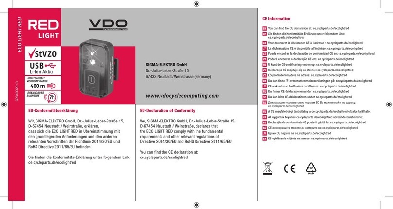 VDO Cyclecomputing ECO LIGHT RED User manual
