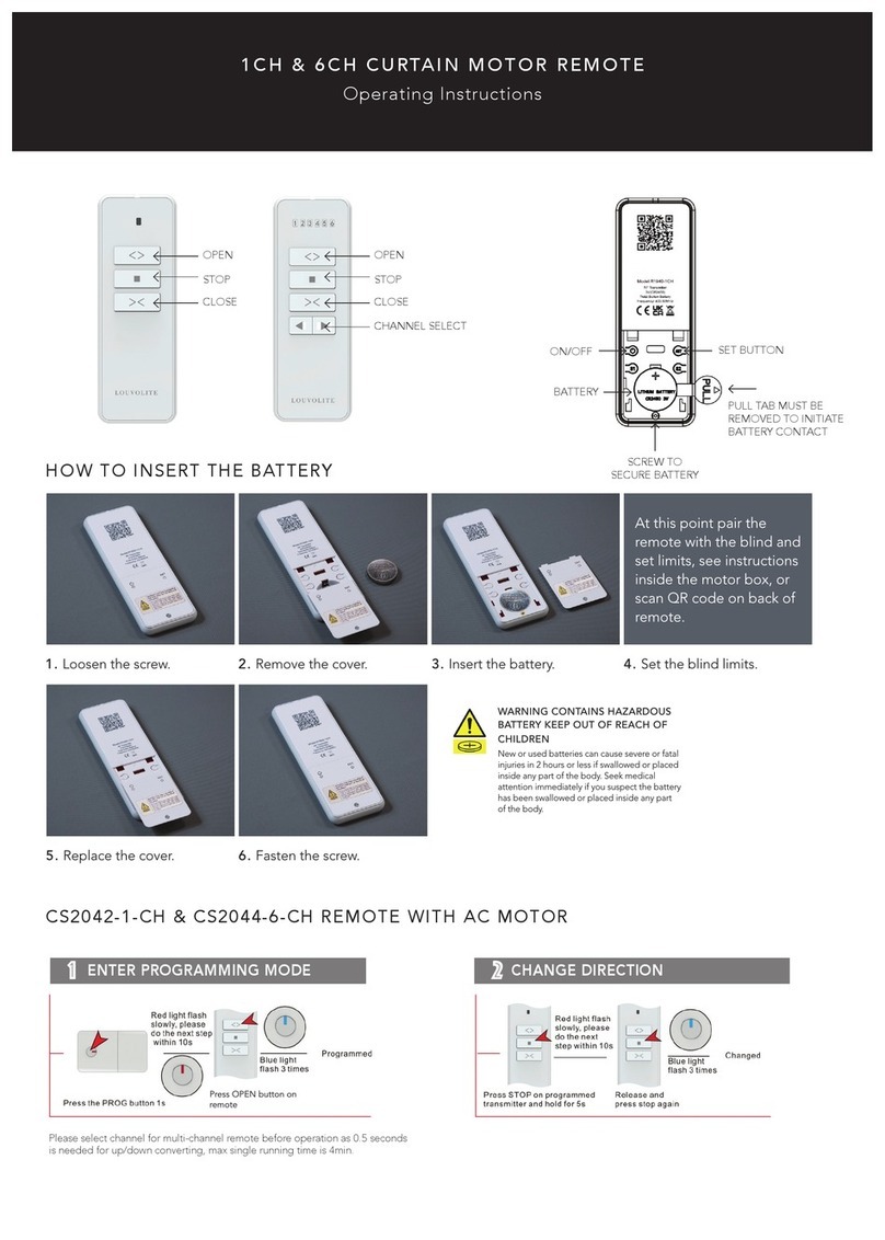 Louvolite 1CH operating instructions