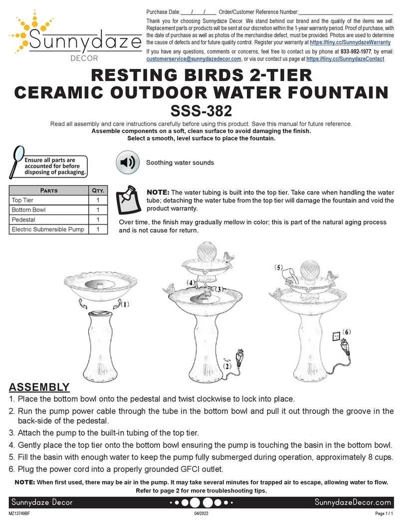 Sunnydaze Decor SSS-382 quick start guide Sunnydaze Decor SSS-382 quick start guide