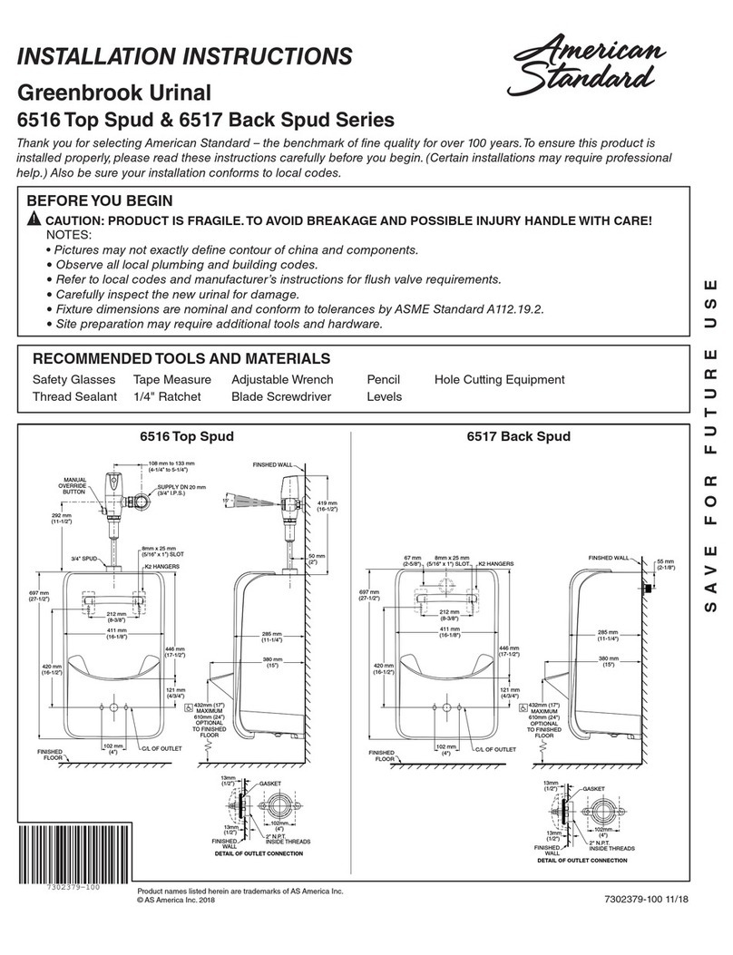 American Standard 6516 Top Spud Series installation instructions