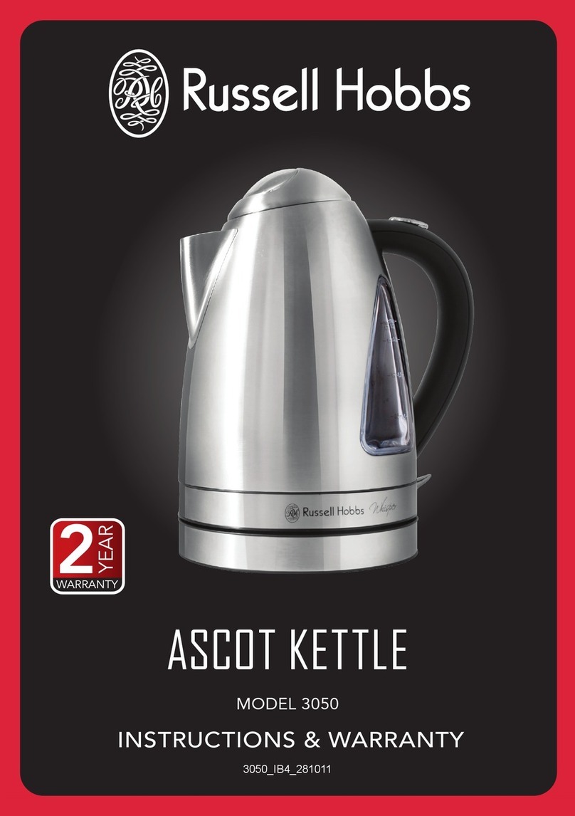 Russell Hobbs Ascot Installation instructions / warranty