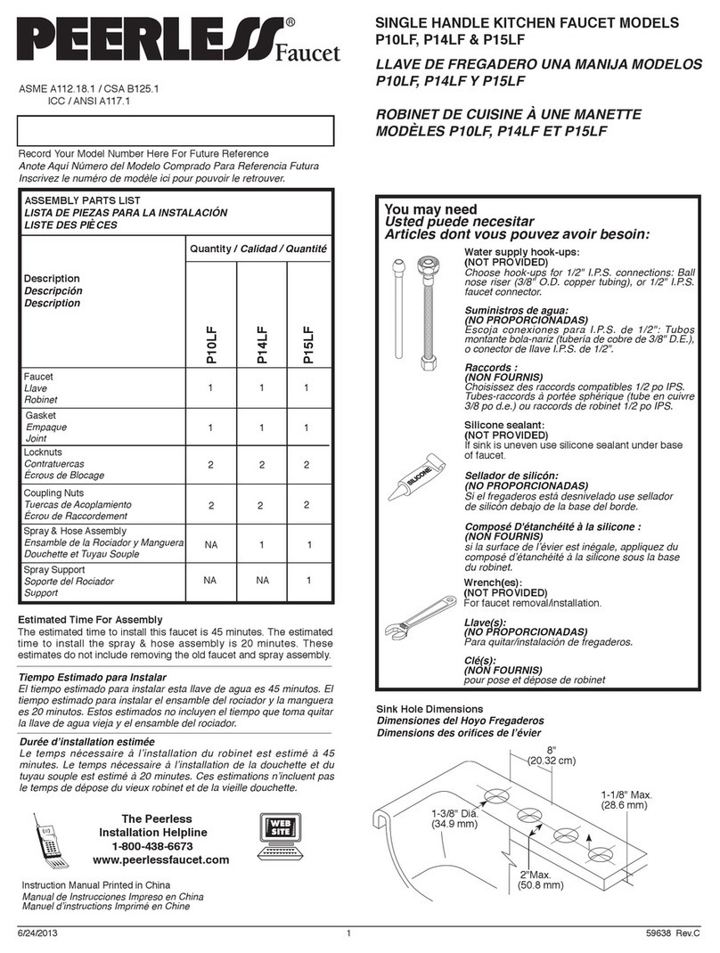 Peerless Faucet P10LF Assembly instructions