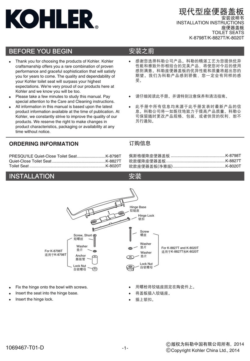 Kohler ODEON K-8827T User manual Kohler ODEON K-8827T User manual