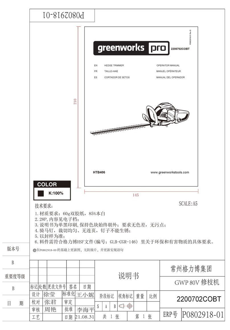 GreenWorks Pro HTB406 Operator's manual