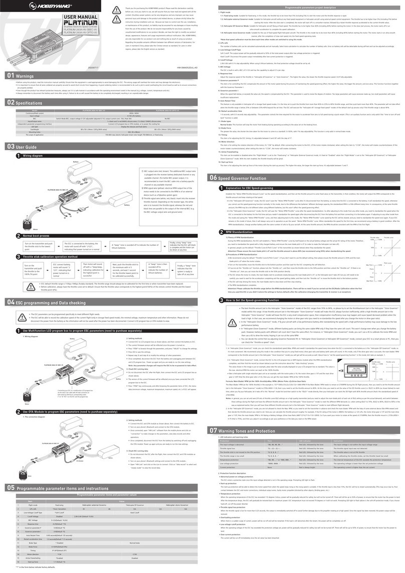 Hobby-Wing PLATINUM-260A-HV-SBEC-V5 User manual