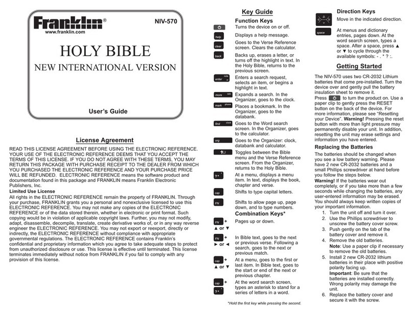 Franklin NIV-570 user guide