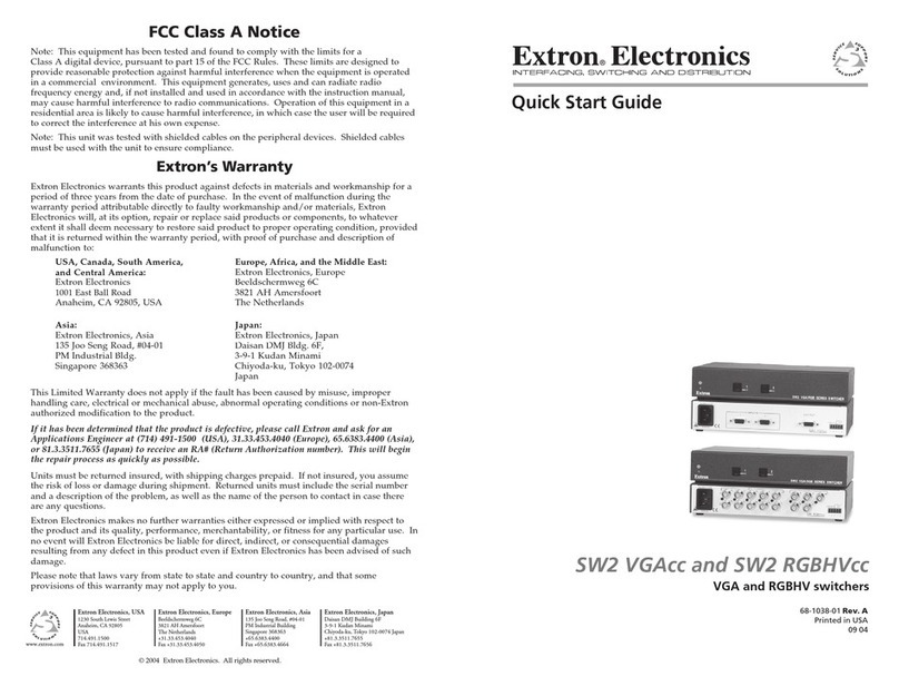 Extron electronics Extron SW 2 VGAcc User manual