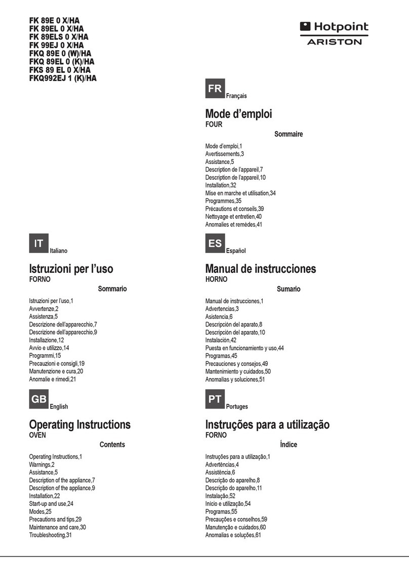 Hotpoint Ariston FK 89E 0 X/HA operating instructions