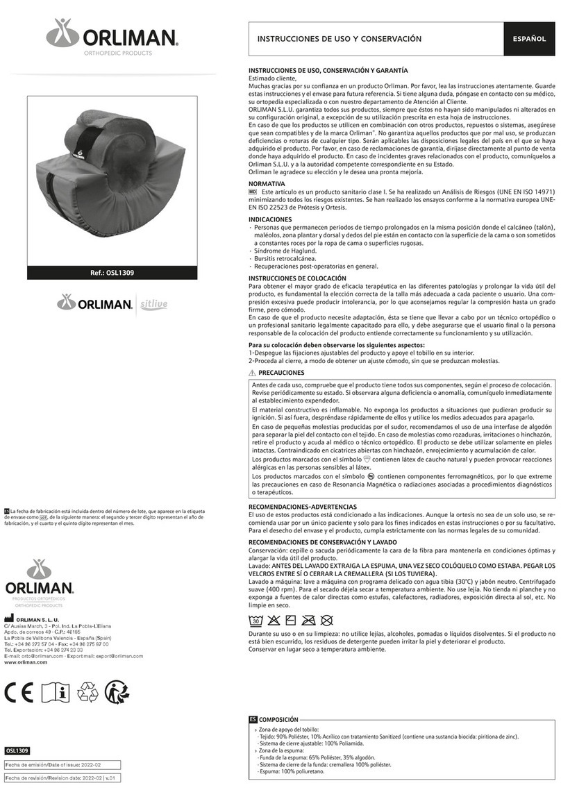 Orliman sitlive OSL1309 Operation instructions