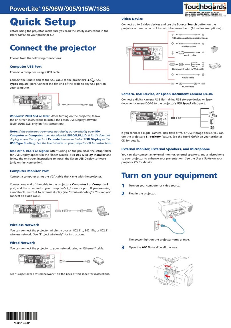 Epson PowerLite 96W Specification sheet