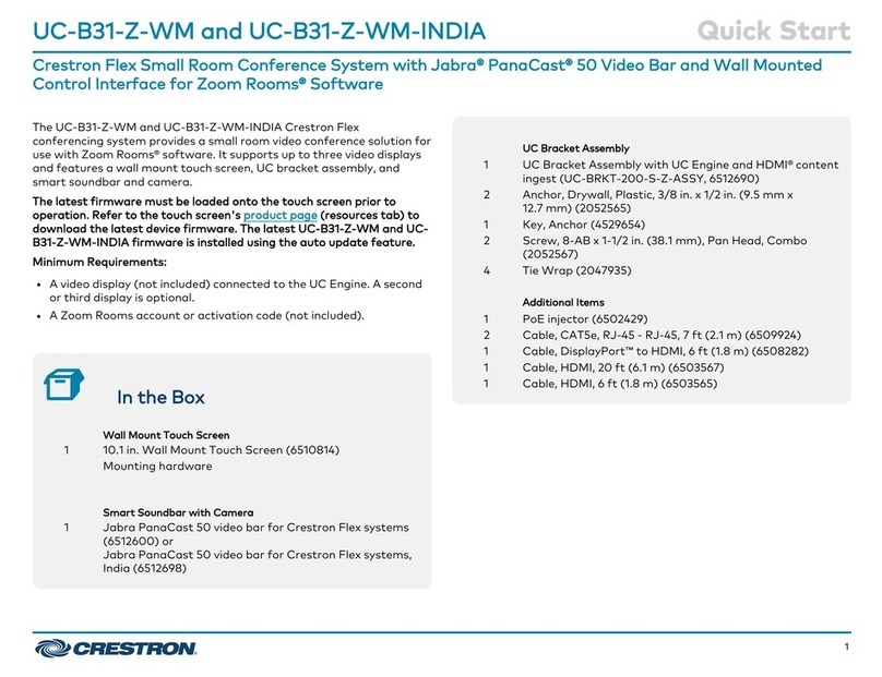 Crestron UC-B31-Z-WM-INDIA quick start
