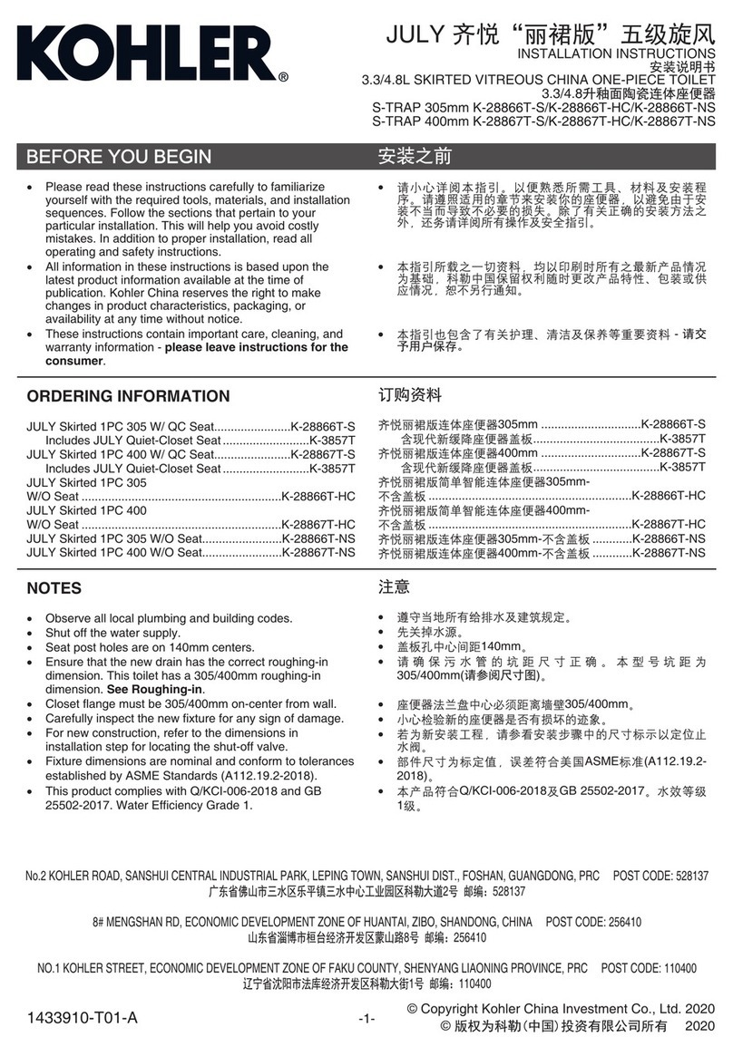 Kohler JULY S-TRAP K-28866T-S User manual Kohler JULY S-TRAP K-28866T-S User manual