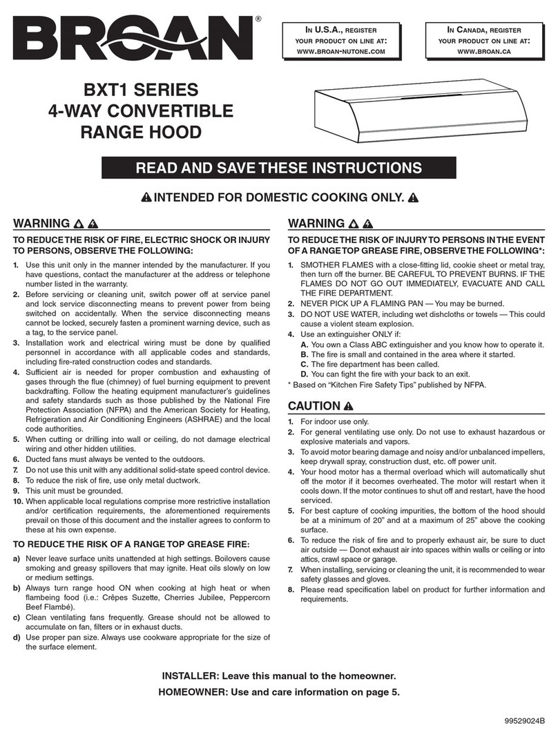 Broan BXT130WW instructions