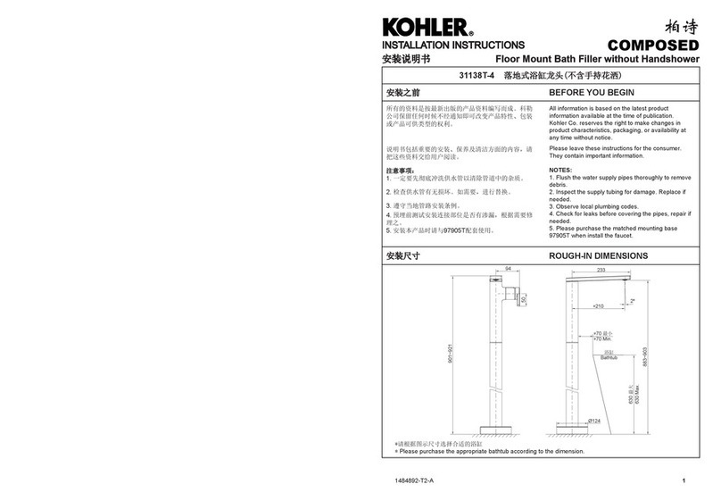 Kohler 31138T-4 installation instructions Kohler 31138T-4 installation instructions