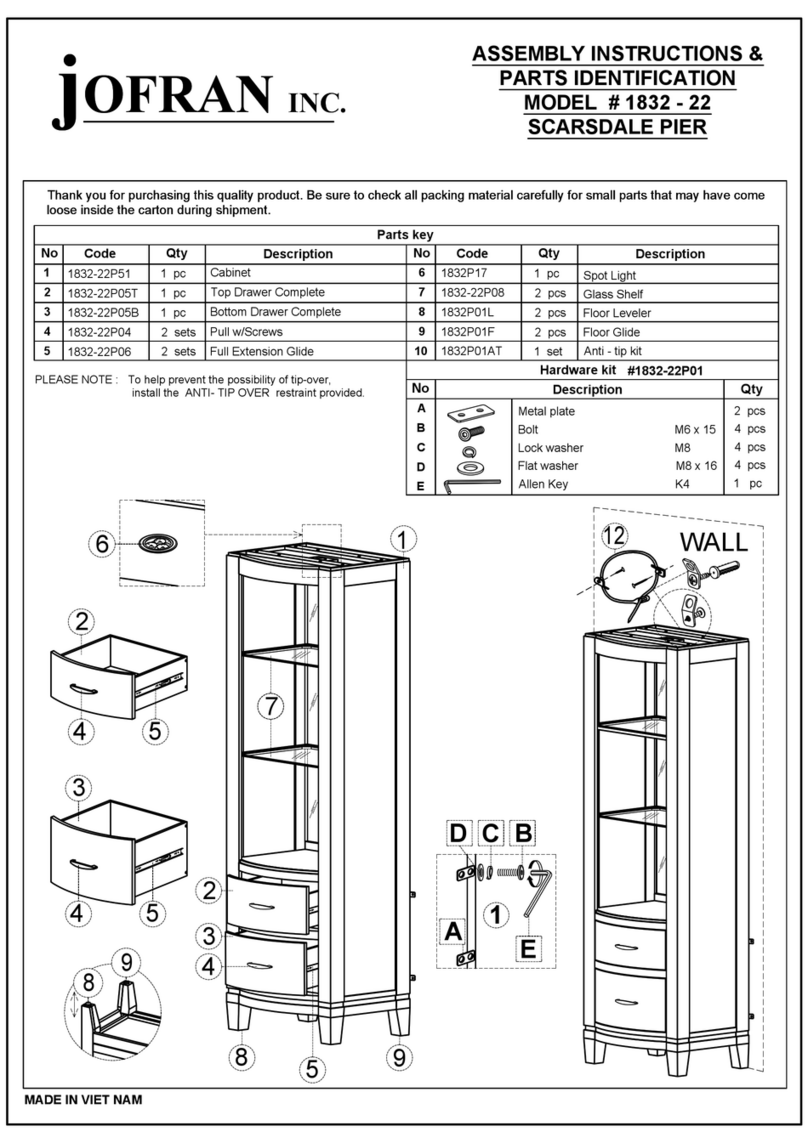 Jofran SCARSDALE 1832-22 User manual Jofran SCARSDALE 1832-22 User manual