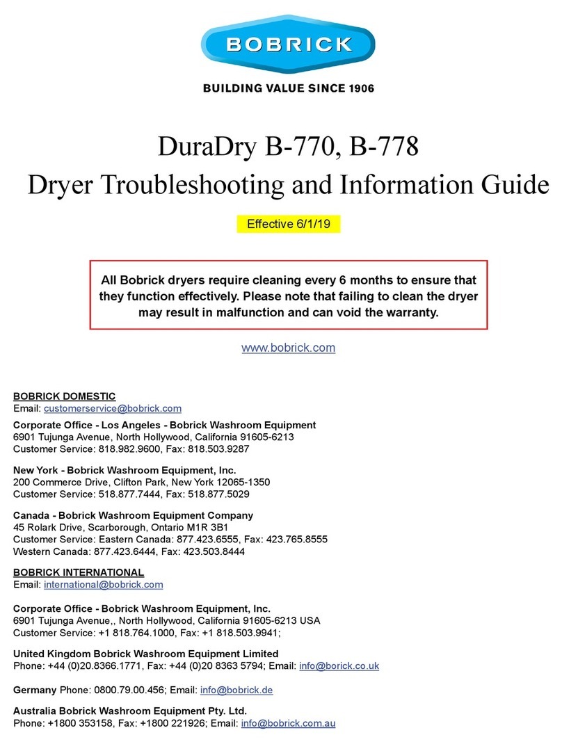 Bobrick B-770 Troubleshooting and Information Guide