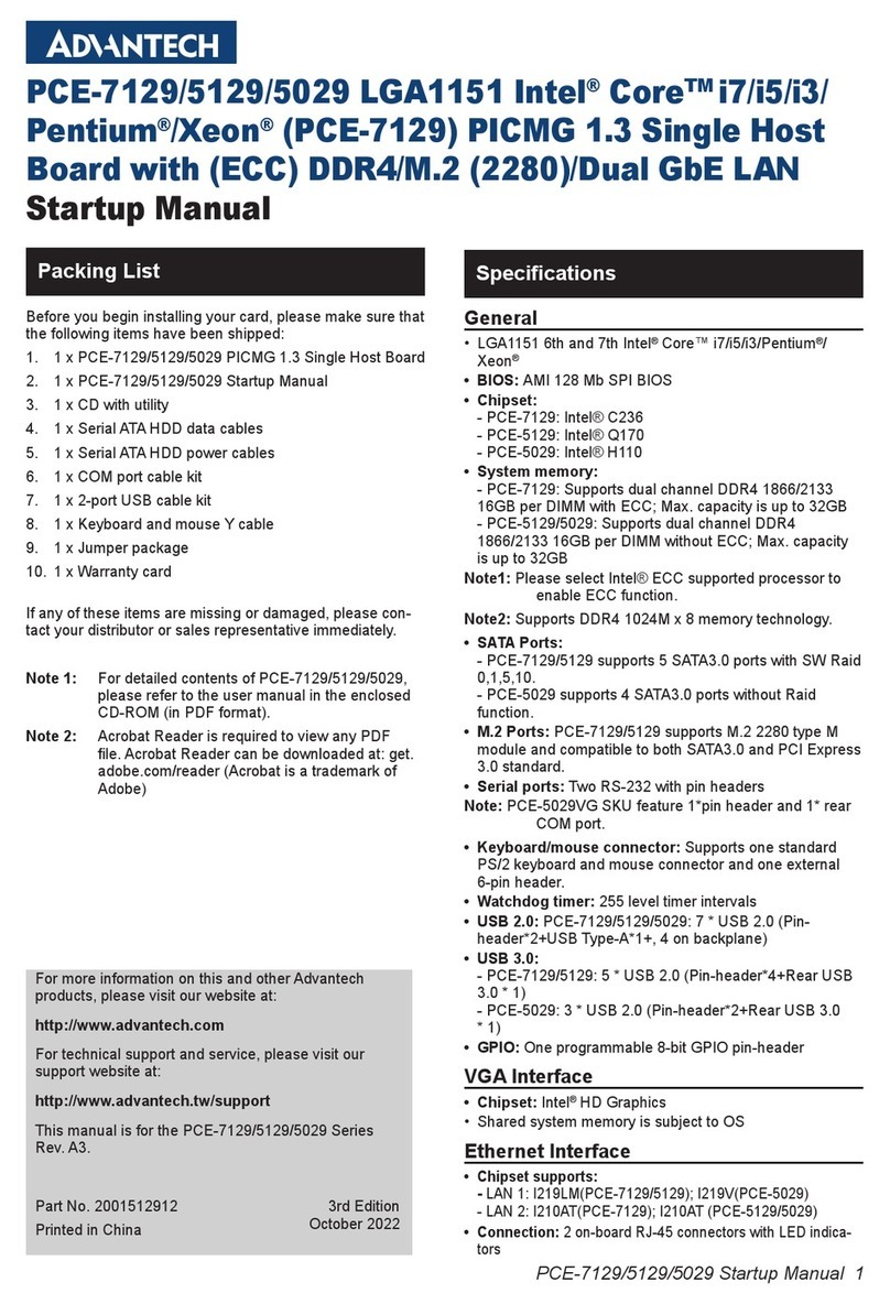 Advantech PCE-5129 Installation and operation manual