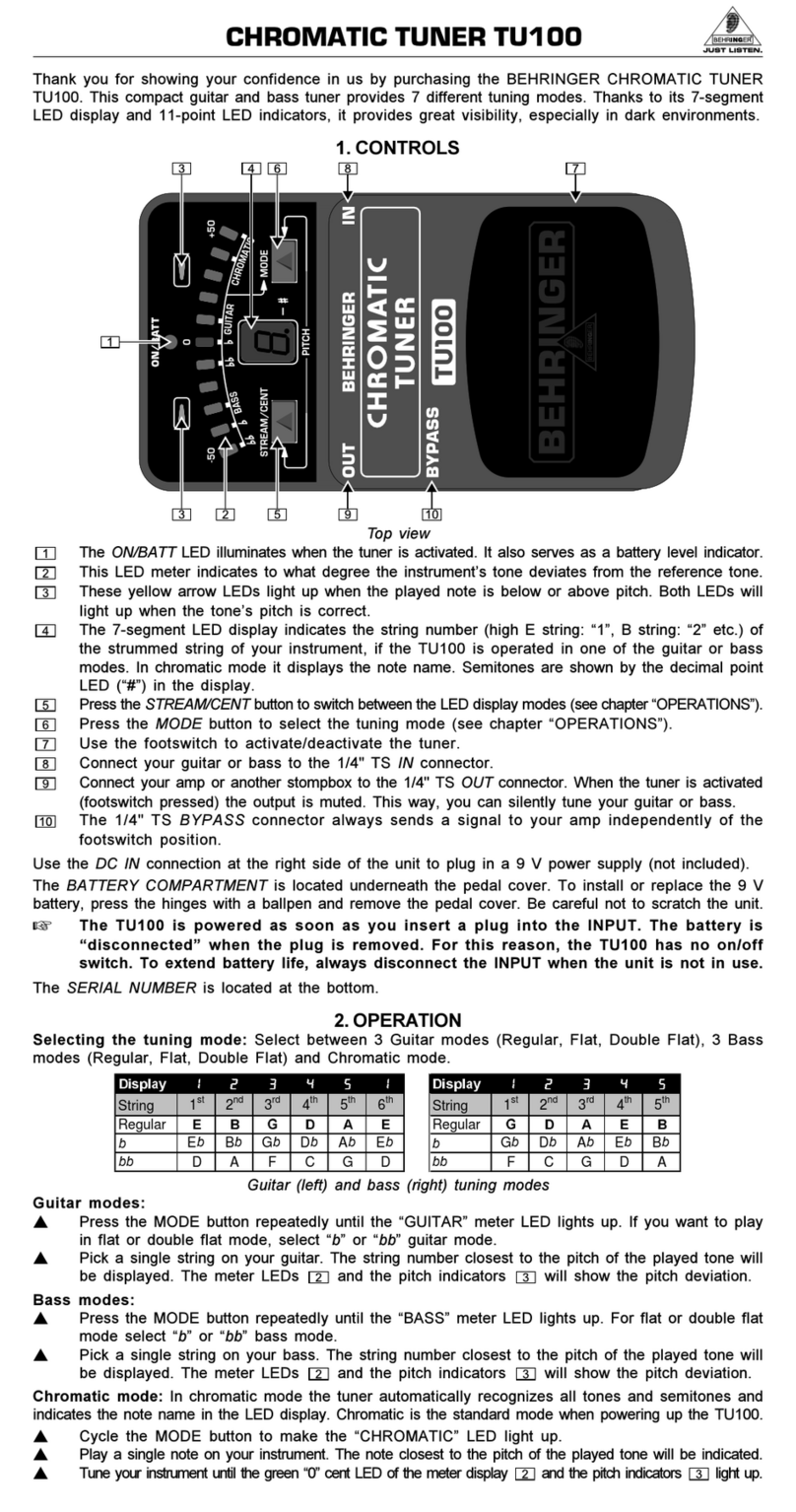 Behringer TU100 manual