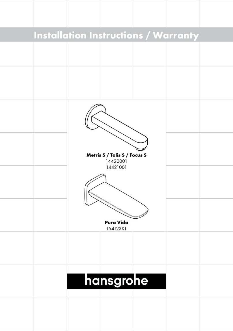 Hans Grohe Pura Vida 15412 1 Series Installation instructions / warranty Hans Grohe Pura Vida 15412 1 Series Installation instructions / warranty