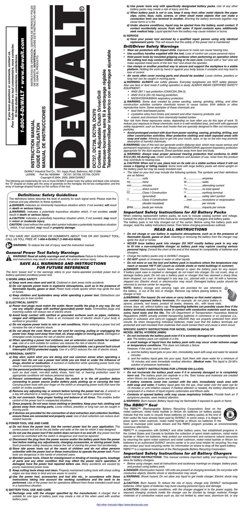 DeWalt DC728 User manual