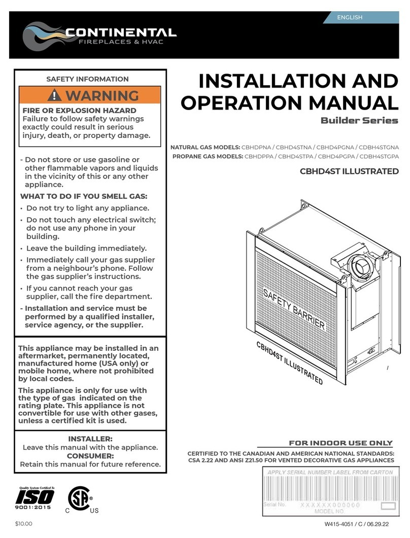 Continental Fireplaces Builder CBHDPNA User manual