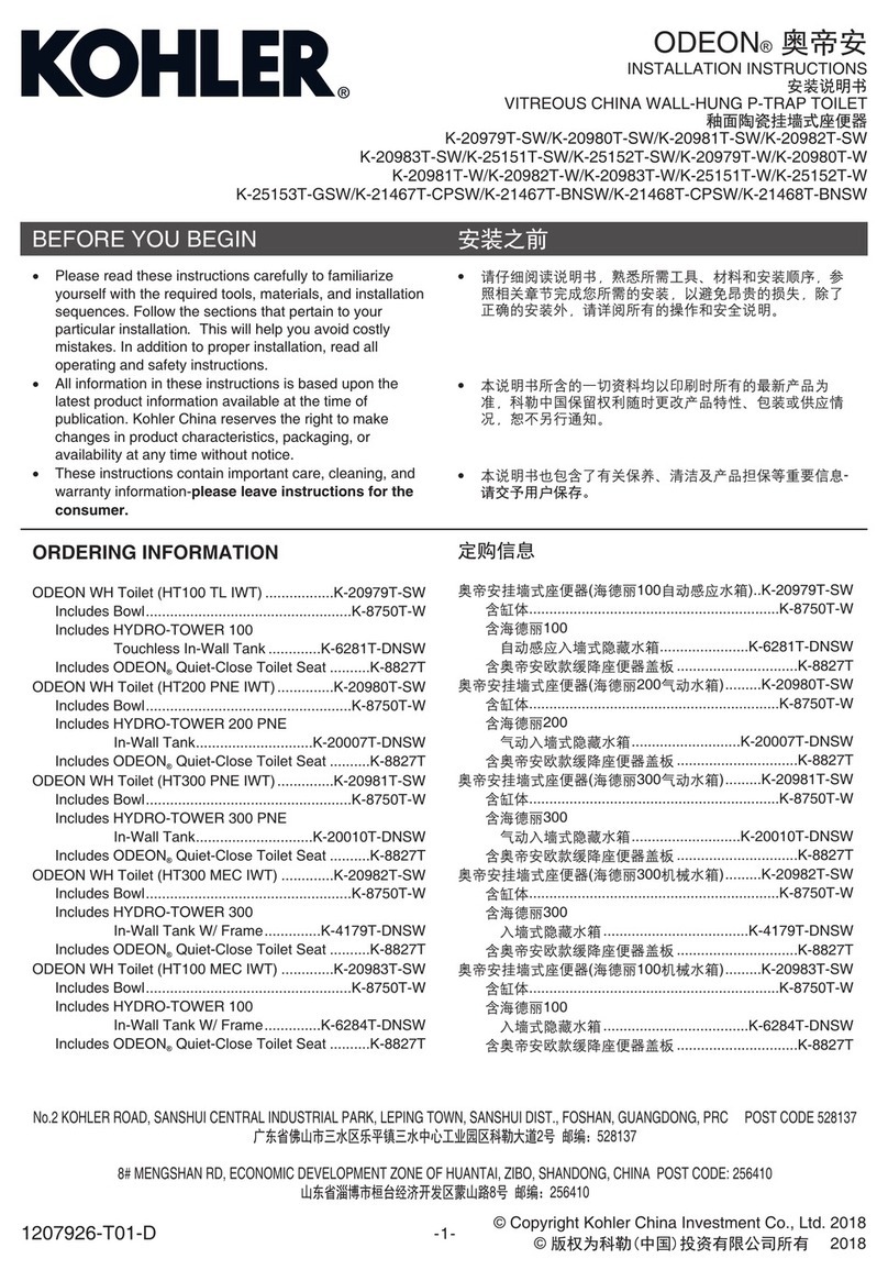 Kohler ODEON K-20979T-SW User manual