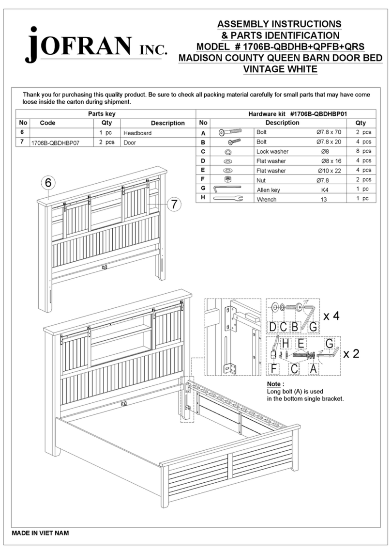 Jofran MADISON 1706B-QBDHB User manual Jofran MADISON 1706B-QBDHB User manual