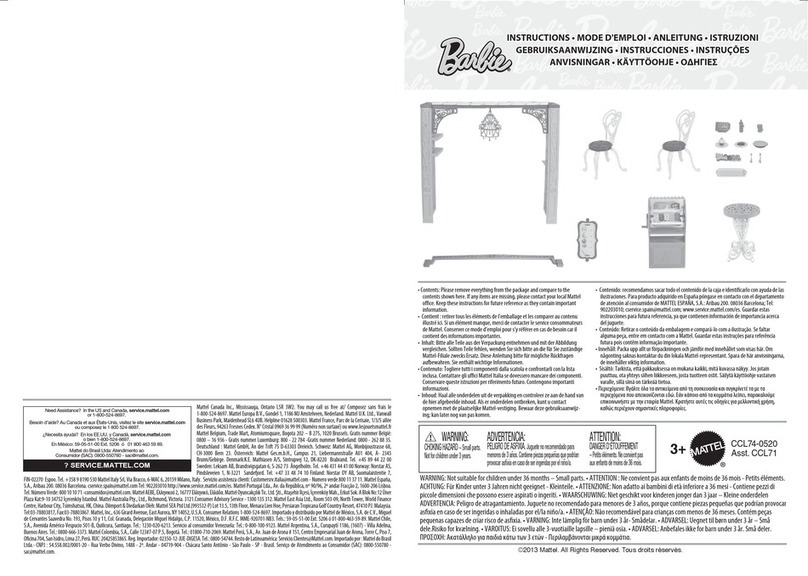 Mattel Barbie CCL74 User manual