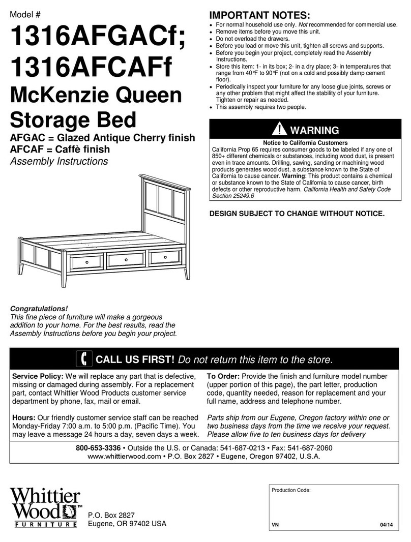 Whittier Wood Furniture McKenzie Queen 1316AFGACf quick start guide Whittier Wood Furniture McKenzie Queen 1316AFGACf quick start guide