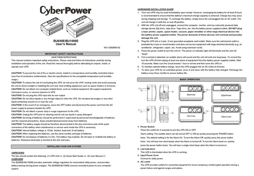 CyberPower BU600E user manual CyberPower BU600E user manual