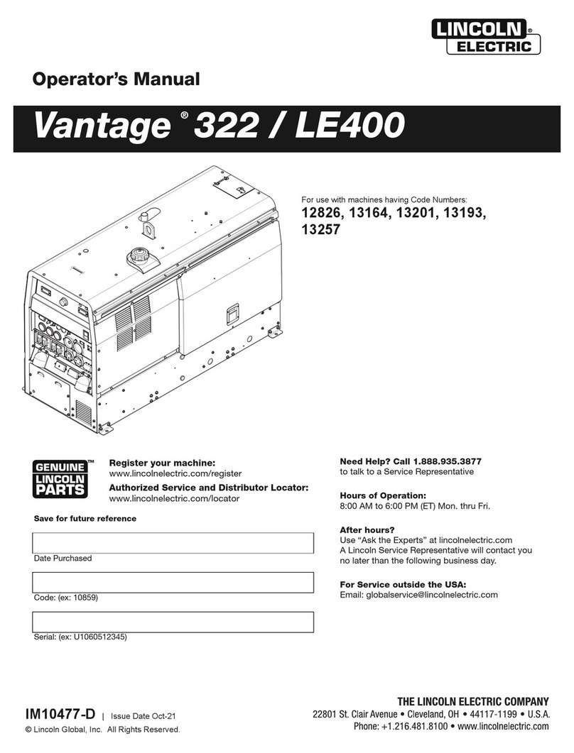 Lincoln Electric Vantage 322 Operator's manual