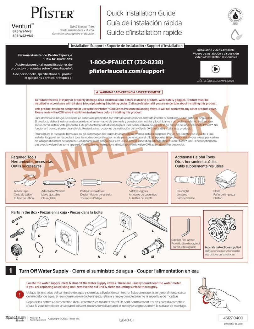 Spectrum Pfister Venturi 8P8-WS2-VNS User manual