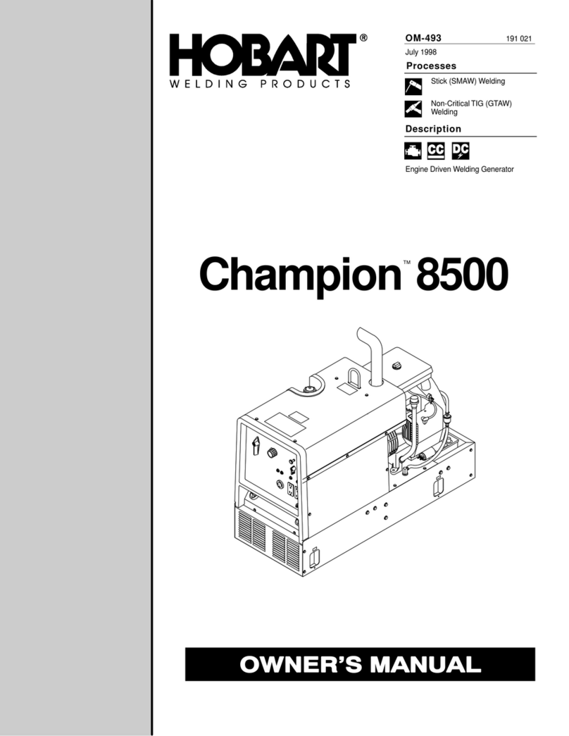 Hobart Welding Products Champion 8500 owner's manual Hobart Welding Products Champion 8500 owner's manual