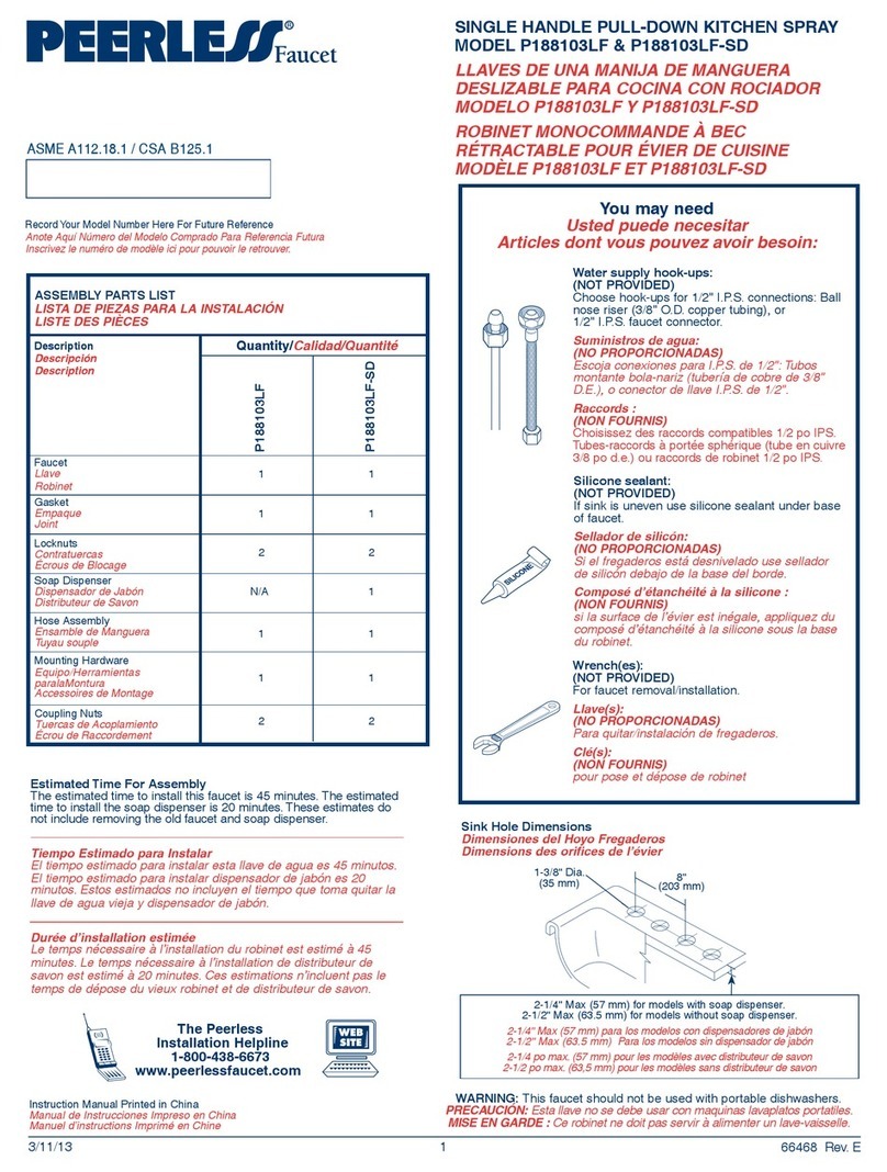Peerless Faucet P188103LF User manual