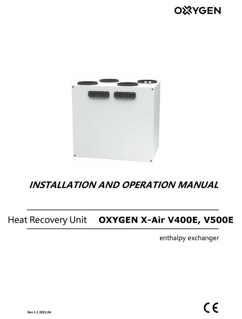 Oxygen X-Air V500E Installation and operation manual Oxygen X-Air V500E Installation and operation manual